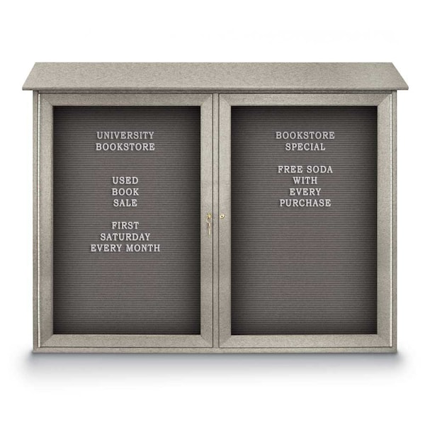 Indoor Enclosed Combo Board, 48"x36", Satin Frame/White Porc & Cobalt